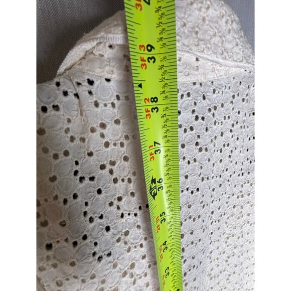 Tahari Ivory Eyelet Sleeveless Dress with Full Slip Liner with Hidden Snaps XS/S - Picture 7 of 9